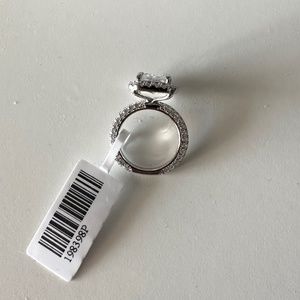 3.2CT Radiant Cut White Sapphire 925 Sterling Silver Halo Engagement Rings